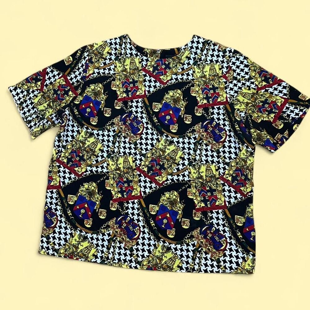 80s Vintage Scarf Print Top